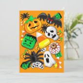 Halloween Spooky Candies Party Kaart (Staand voorkant)