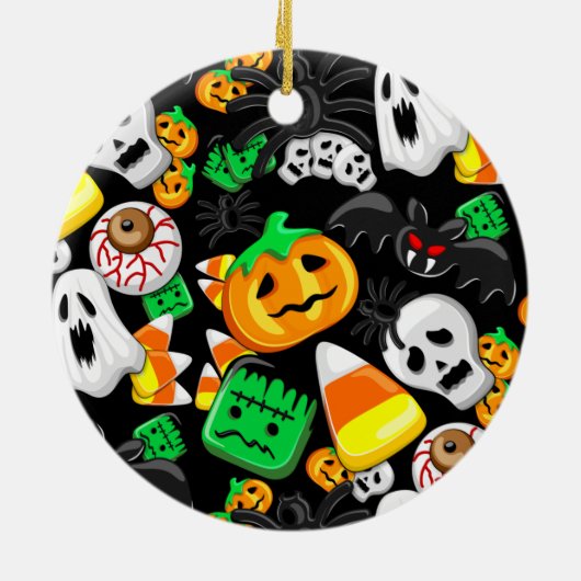 Halloween Spooky Candies Party Keramisch Ornament (Achterkant)