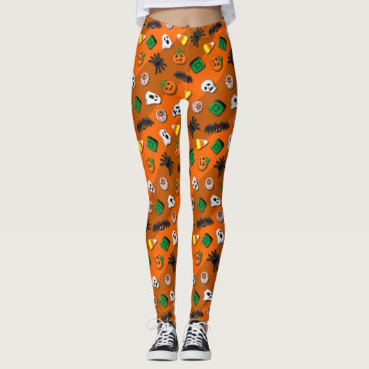 Halloween Spooky Candies Party Leggings (Voorkant)