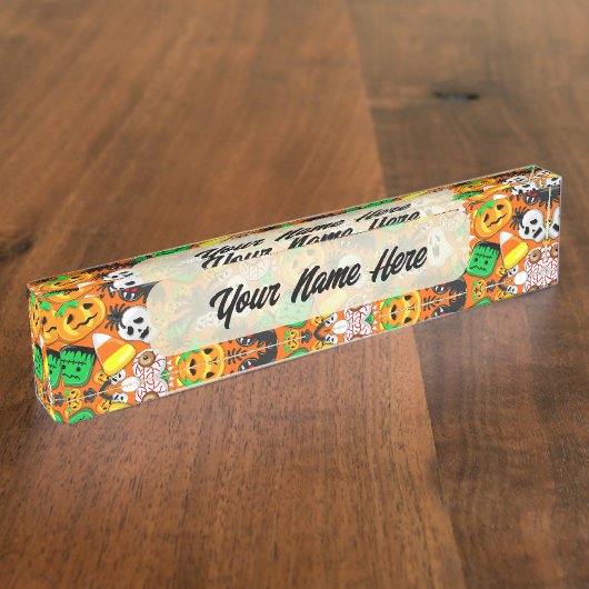 Halloween Spooky Candies Party Naambordje (Zijkant)