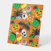 Halloween Spooky Candies Party Reclamebord Met Voetstuk (Voorkant)