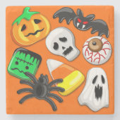 Halloween Spooky Candies Party Stenen Onderzetter (Voorkant)
