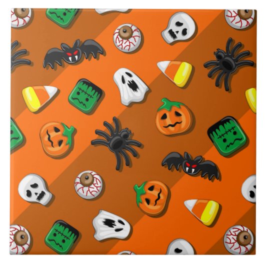 Halloween Spooky Candies Party Tegeltje (Voorkant)