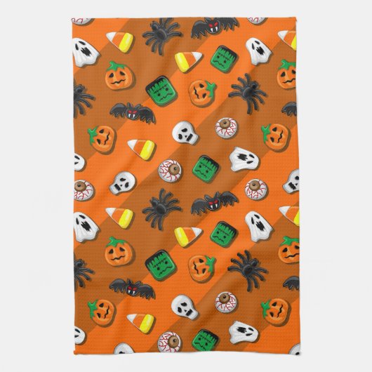 Halloween Spooky Candies Party Theedoek (Verticaal)