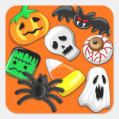 Halloween Spooky Candies Party Vierkante Sticker (Voorkant)