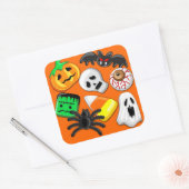 Halloween Spooky Candies Party Vierkante Sticker (Envelop)