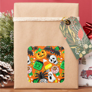Halloween Spooky Candies Party Vierkante Sticker