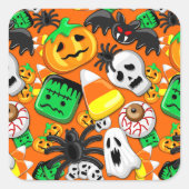 Halloween Spooky Candies Party Vierkante Sticker (Voorkant)