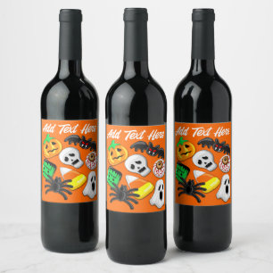 Halloween Spooky Candies Party Wijn Etiket
