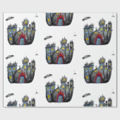 Halloween Spooky Castle Wrapping Paper Cadeaupapier (Vlak)