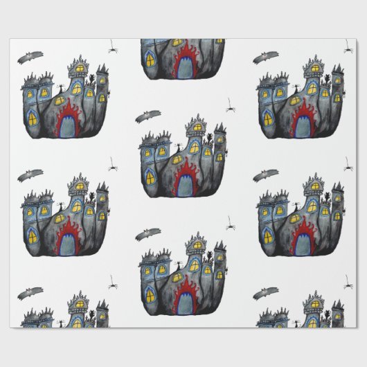 Halloween Spooky Castle Wrapping Paper Cadeaupapier (Vlak)