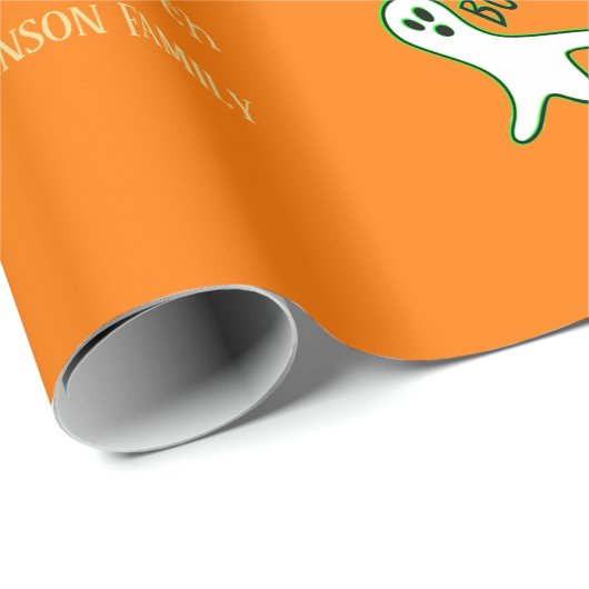 Halloween Spooky Cat Ghost Witch Fun Custom Text Cadeaupapier (Rol Hoek)