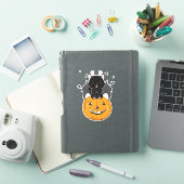 Halloween spooky cat met pompoen sticker (iPad Cover)