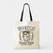 Halloween Spooky Cat Social Club Grappig Tote Bag (Achterkant)
