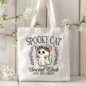 Halloween Spooky Cat Social Club Grappig Tote Bag