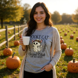 Halloween Spooky Cat Social Club Grappig Tri-Blend Shirt