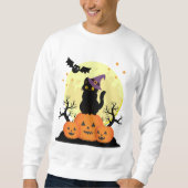 Halloween Spooky Cat Witch Jack-o-lantaarns Mannen Trui (Voorkant)