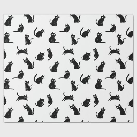 Halloween Spooky Cats Funny Pattern Cadeaupapier (Vlak)