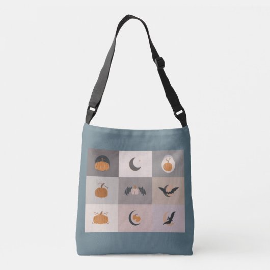 Halloween Spooky Chic Canvas tas. Crossbody Tas (Achterkant)