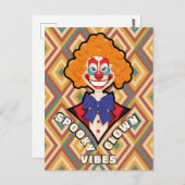Halloween Spooky Clown Retro Creepy Kleurrijk Briefkaart (Voorkant / Achterkant)
