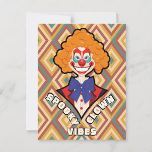 Halloween Spooky Clown Retro Creepy Kleurrijk Briefkaart
