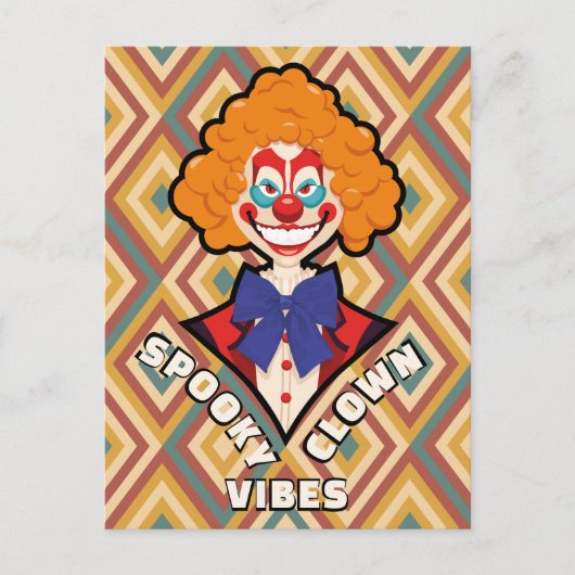 Halloween Spooky Clown Retro Creepy Kleurrijk Briefkaart (Voorkant)