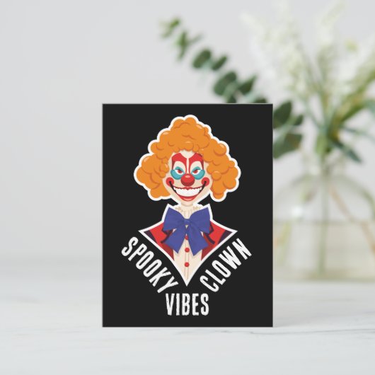 Halloween Spooky Clown Vibes Creepy Circus Eenvoud Briefkaart (Staand voorkant)