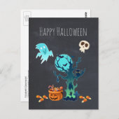 Halloween Spooky Creepy Ghost Bats Skulls & Snoep Briefkaart (Voorkant / Achterkant)