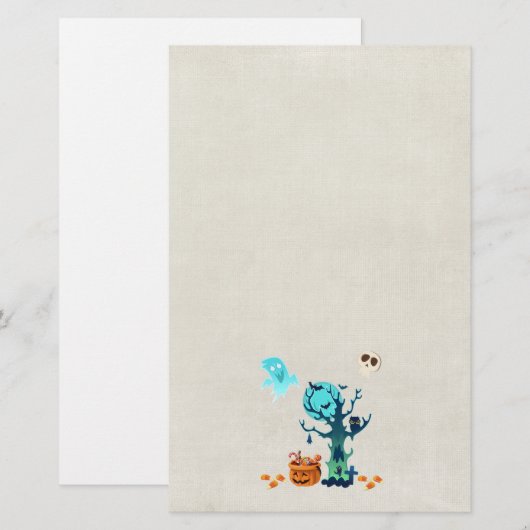Halloween Spooky Creepy Ghost Bats Skulls & Snoep Briefpapier (Voorkant / Achterkant)