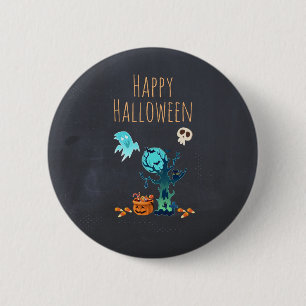 Halloween Spooky Creepy Ghost Bats Skulls & Snoep Ronde Button 5,7 Cm
