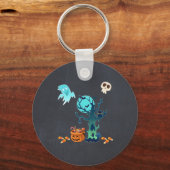 Halloween Spooky Creepy Ghost Bats Skulls & Snoep Sleutelhanger (Voorkant)