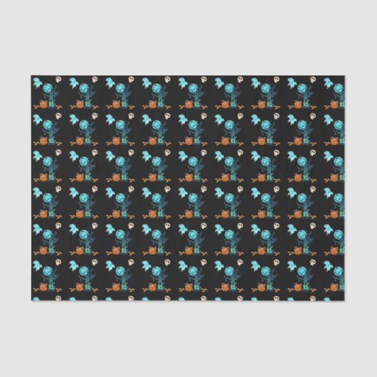 Halloween Spooky Creepy Ghost Bats Skulls & Snoep Tissuepapier (Voorkant)