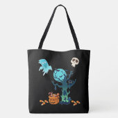 Halloween Spooky Creepy Ghost Bats Skulls & Snoep Tote Bag (Achterkant)