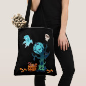 Halloween Spooky Creepy Ghost Bats Skulls & Snoep Tote Bag (Dichtbij)
