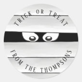 Halloween Spooky Creepy Mummy Trick or treat Ronde Sticker (Voorkant)