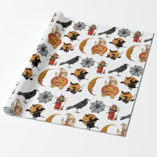  Halloween Spooky Creepy Pattern Gift Cadeaupapier (Uitgerold)