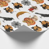  Halloween Spooky Creepy Pattern Gift Cadeaupapier (Hoek)