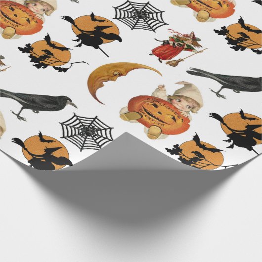  Halloween Spooky Creepy Pattern Gift Cadeaupapier (Hoek)