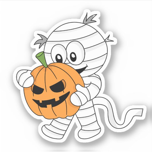 Halloween Spooky Creepy Schattige Mummy Sticker (Voorkant)