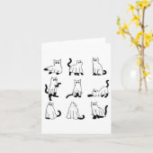 Halloween Spooky Cute Black Cats Kat Ghosts Herfst Kaart (Gele Bloem)