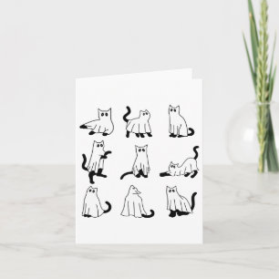 Halloween Spooky Cute Black Cats Kat Ghosts Herfst Kaart