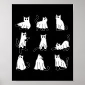 Halloween Spooky Cute Black Cats Kat Ghosts Herfst Poster (Voorkant)