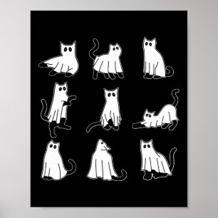 Halloween Spooky Cute Black Cats Kat Ghosts Herfst Poster