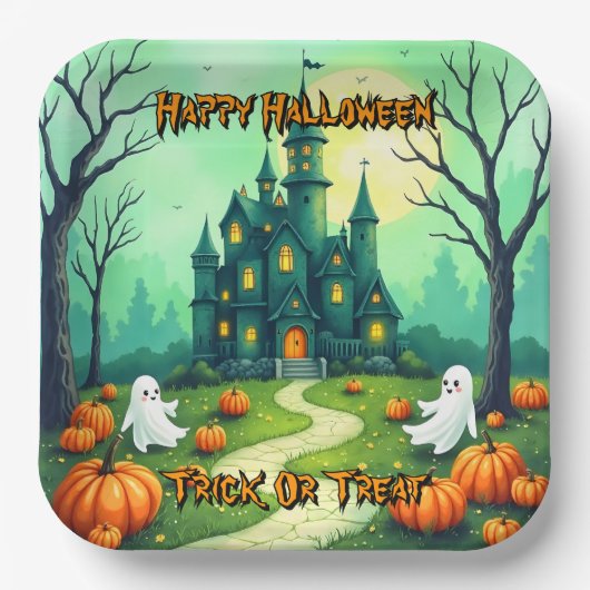 Halloween Spooky Cute Modern Collection Papieren Bordje (Voorkant)