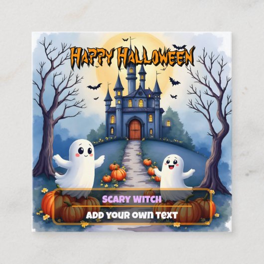 Halloween Spooky Cute Trendy Collection Vierkante Visitekaartje (Voorkant)