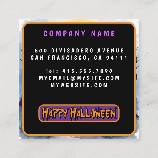 Halloween Spooky Cute Trendy Collection Vierkante Visitekaartje (Achterkant)