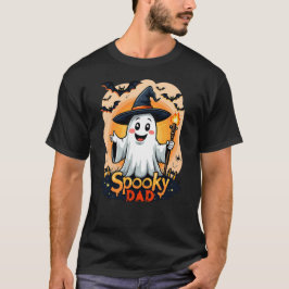 Halloween Spooky Dad Ghost Met Pet  T-shirt