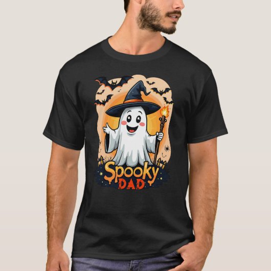 Halloween Spooky Dad Ghost Met Pet  T-shirt (Voorkant)