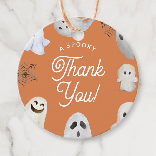 Halloween Spooky Dank je Oranje spoken Bedankjes Labels (Voorkant)