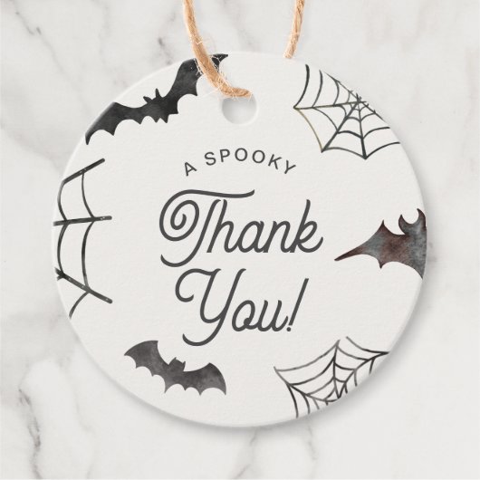 Halloween Spooky Dank je Paarse vleermuizen en Spi Bedankjes Labels (Voorkant)